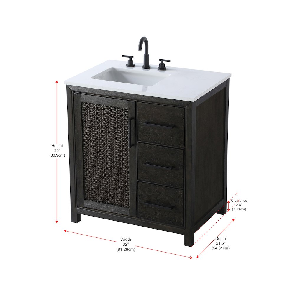 32 Inch Single Bathroom Vanity In  Chocolate Oak
