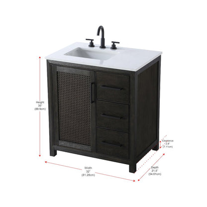 32 Inch Single Bathroom Vanity In  Chocolate Oak