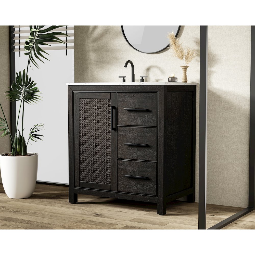 32 Inch Single Bathroom Vanity In  Chocolate Oak