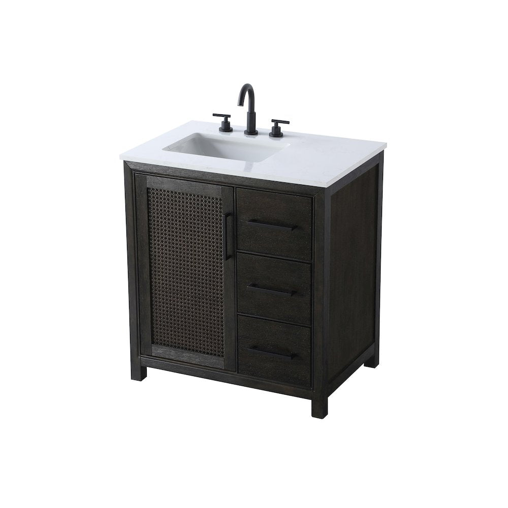32 Inch Single Bathroom Vanity In  Chocolate Oak