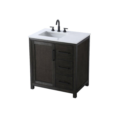 32 Inch Single Bathroom Vanity In  Chocolate Oak