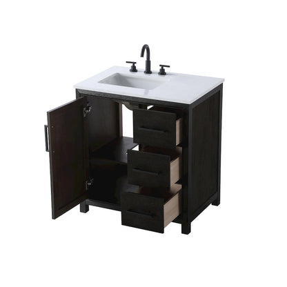 32 Inch Single Bathroom Vanity In  Chocolate Oak