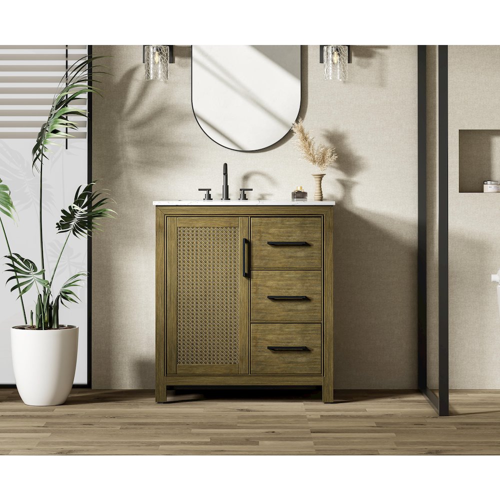 32 Inch Single Bathroom Vanity In Hazel Oak