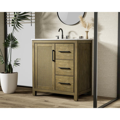 32 Inch Single Bathroom Vanity In Hazel Oak
