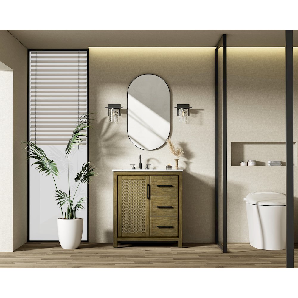 32 Inch Single Bathroom Vanity In Hazel Oak