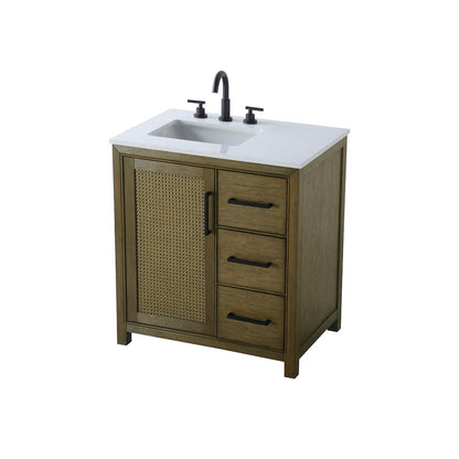 32 Inch Single Bathroom Vanity In Hazel Oak