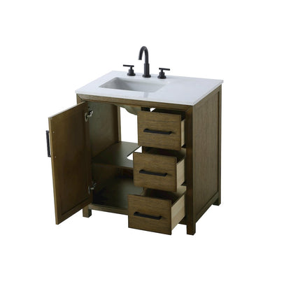 32 Inch Single Bathroom Vanity In Hazel Oak