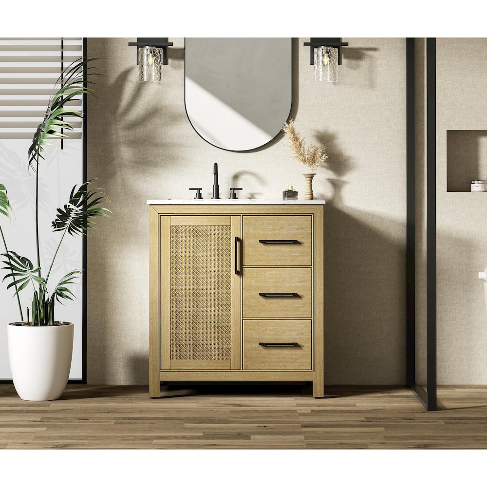32 Inch Single Bathroom Vanity In Linen Oak