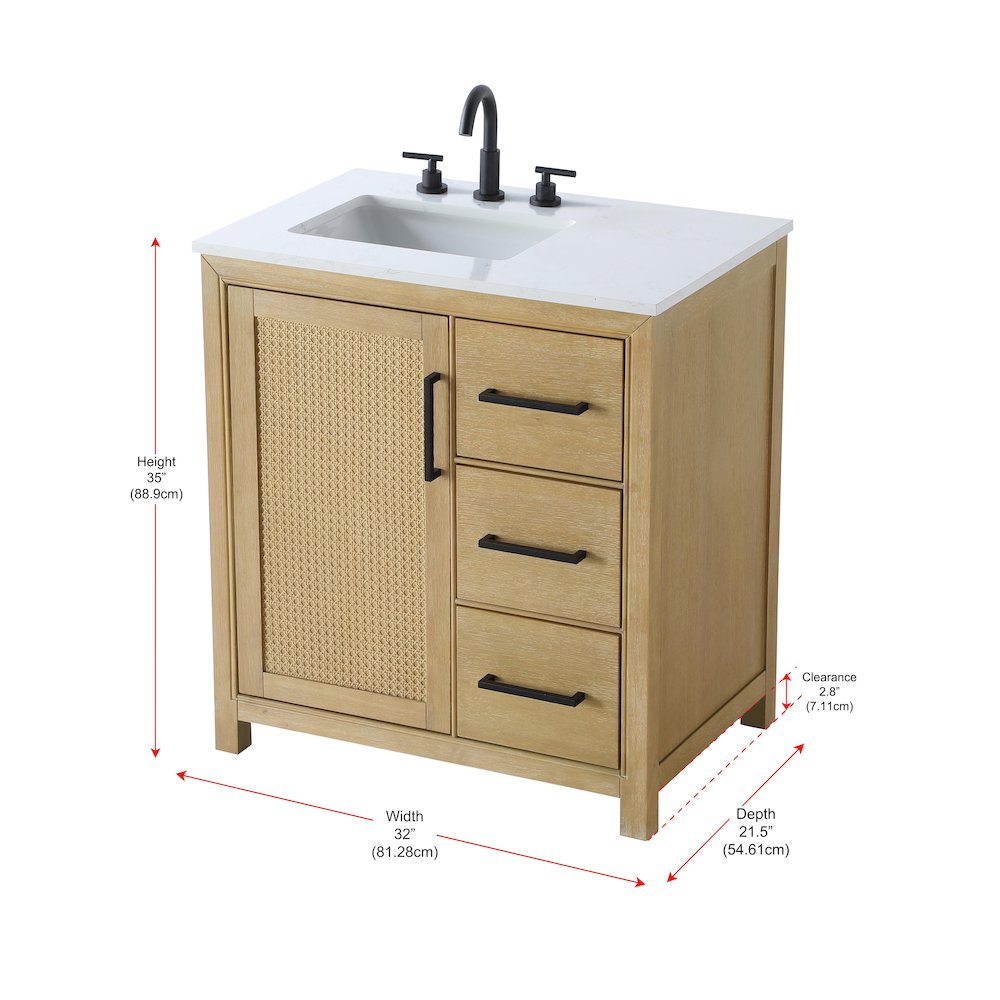 32 Inch Single Bathroom Vanity In Linen Oak