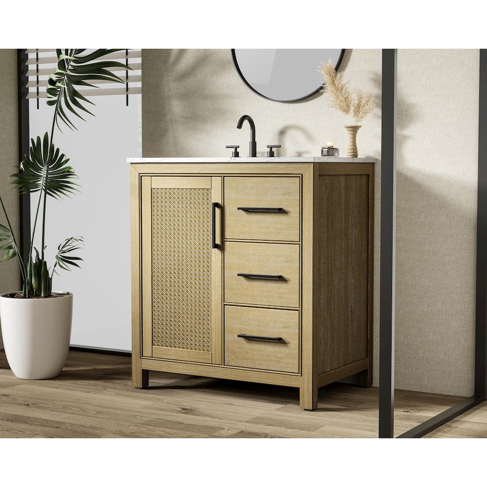 32 Inch Single Bathroom Vanity In Linen Oak