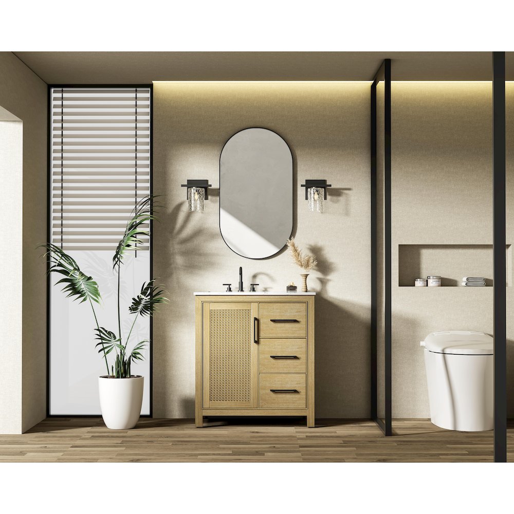 32 Inch Single Bathroom Vanity In Linen Oak
