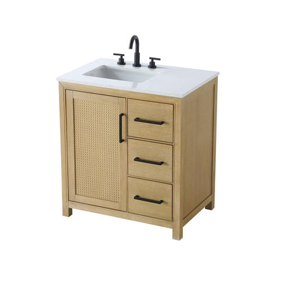 32 Inch Single Bathroom Vanity In Linen Oak