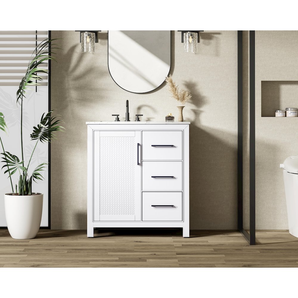 32 Inch Single Bathroom Vanity In White
