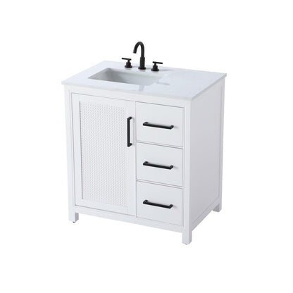 32 Inch Single Bathroom Vanity In White