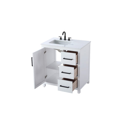 32 Inch Single Bathroom Vanity In White