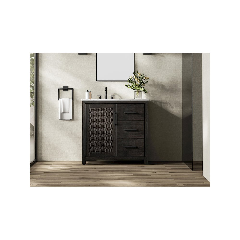 36 Inch Single Bathroom Vanity In  Chocolate Oak
