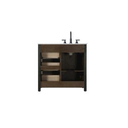 36 Inch Single Bathroom Vanity In  Chocolate Oak