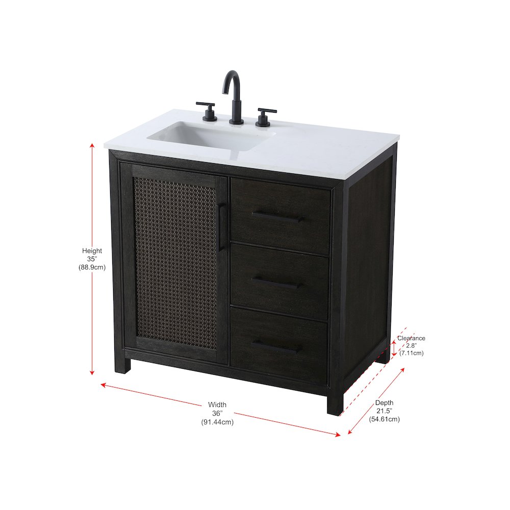 36 Inch Single Bathroom Vanity In  Chocolate Oak