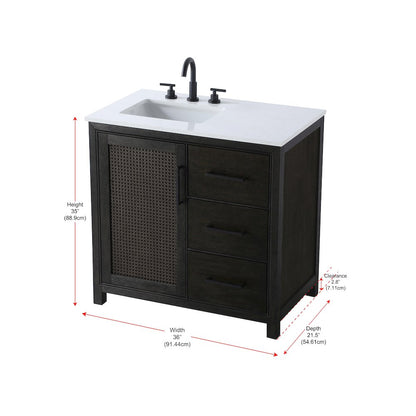 36 Inch Single Bathroom Vanity In  Chocolate Oak
