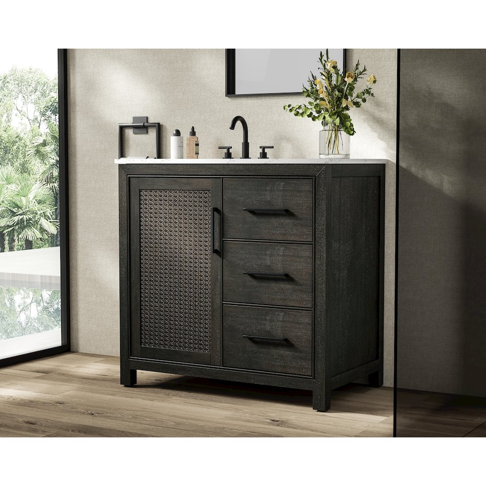 36 Inch Single Bathroom Vanity In  Chocolate Oak