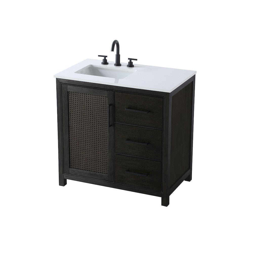 36 Inch Single Bathroom Vanity In  Chocolate Oak