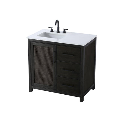 36 Inch Single Bathroom Vanity In  Chocolate Oak