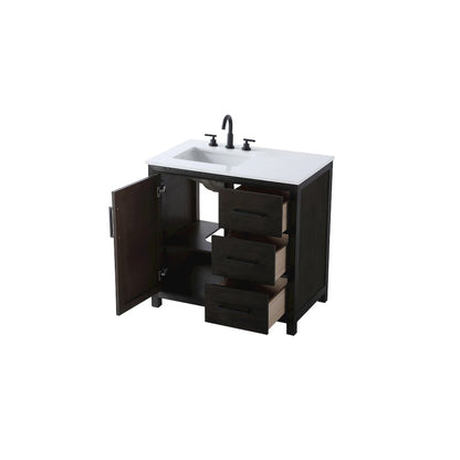 36 Inch Single Bathroom Vanity In  Chocolate Oak