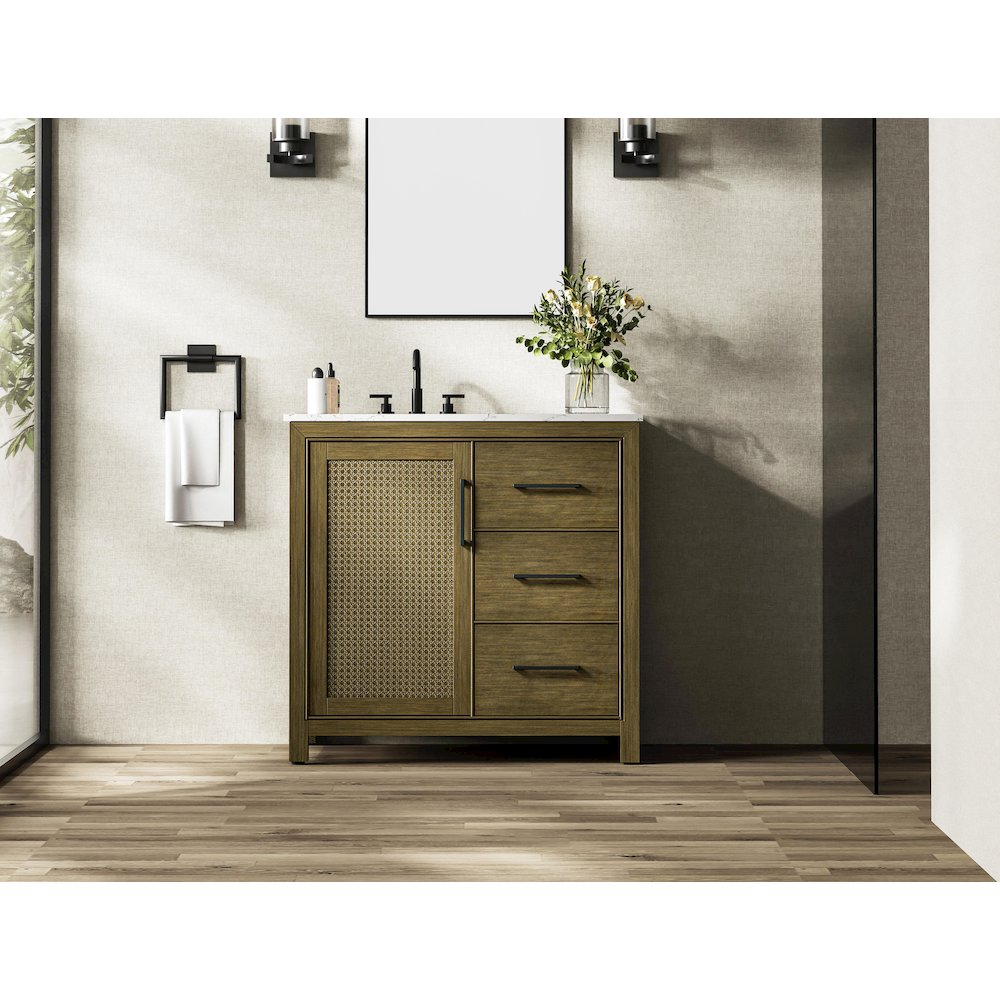 36 Inch Single Bathroom Vanity In Hazel Oak