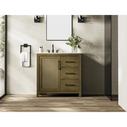 36 Inch Single Bathroom Vanity In Hazel Oak