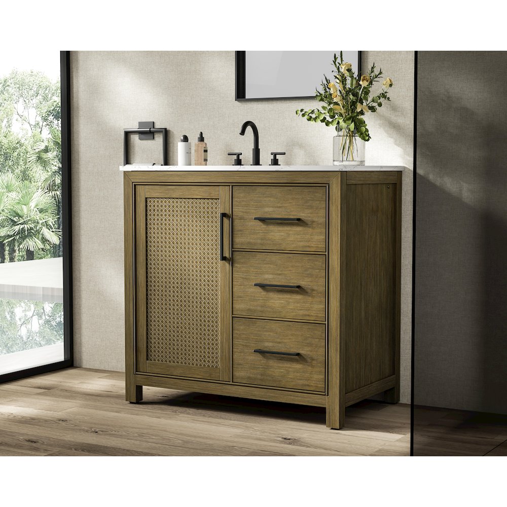 36 Inch Single Bathroom Vanity In Hazel Oak