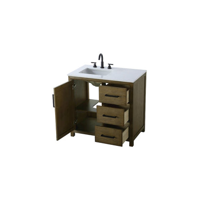 36 Inch Single Bathroom Vanity In Hazel Oak