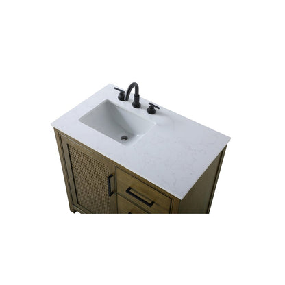 36 Inch Single Bathroom Vanity In Hazel Oak