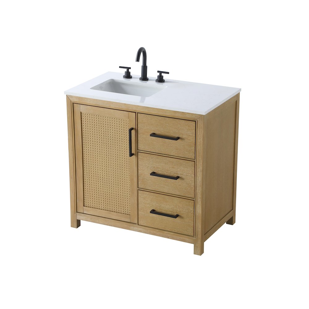 36 Inch Single Bathroom Vanity In Linen Oak