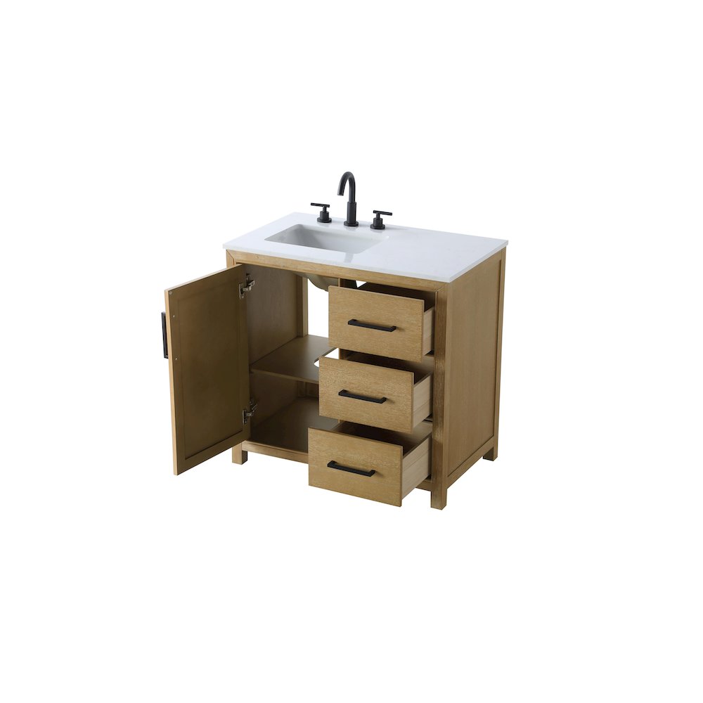 36 Inch Single Bathroom Vanity In Linen Oak