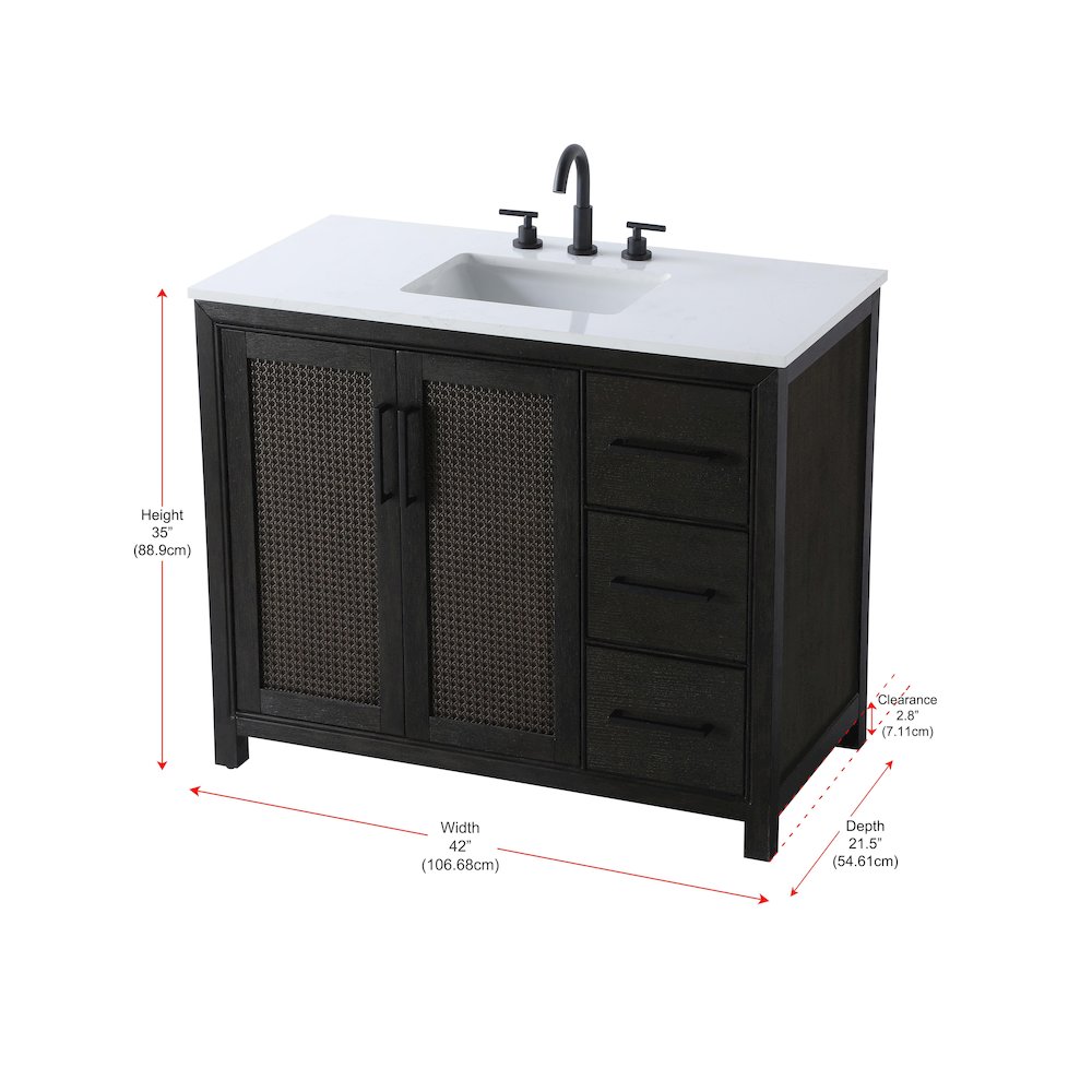 42 Inch Single Bathroom Vanity In  Chocolate Oak