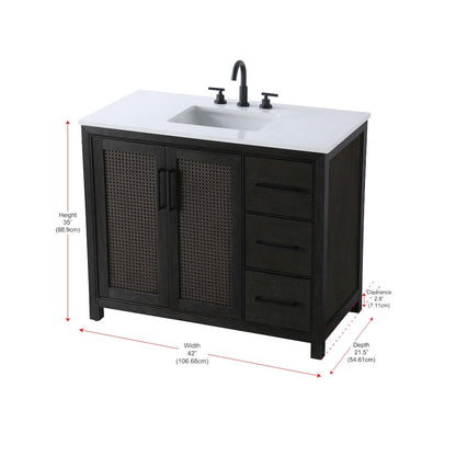 42 Inch Single Bathroom Vanity In  Chocolate Oak