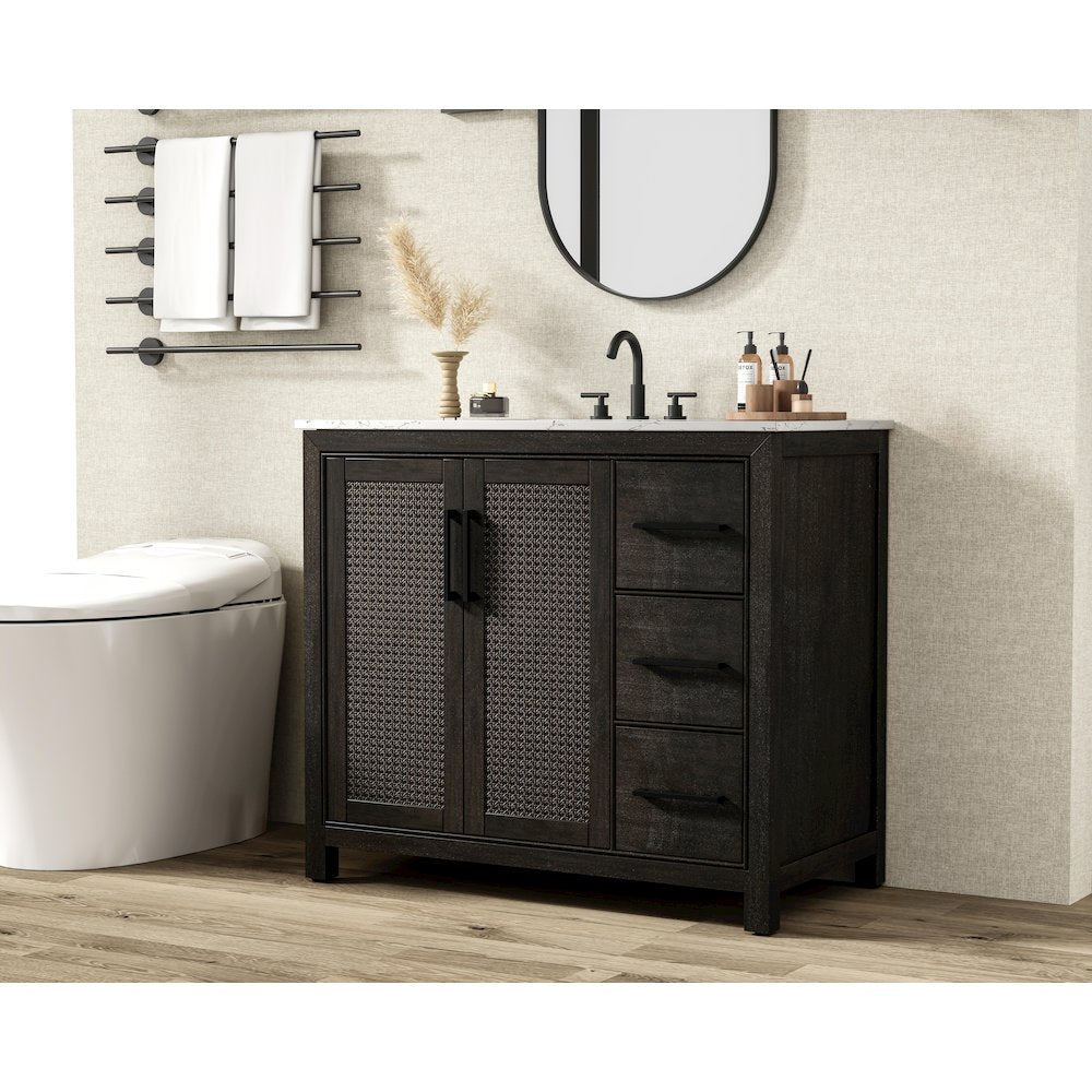 42 Inch Single Bathroom Vanity In  Chocolate Oak