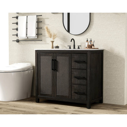 42 Inch Single Bathroom Vanity In  Chocolate Oak