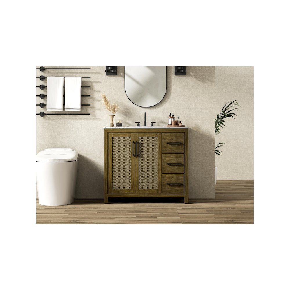 42 Inch Single Bathroom Vanity In Hazel Oak