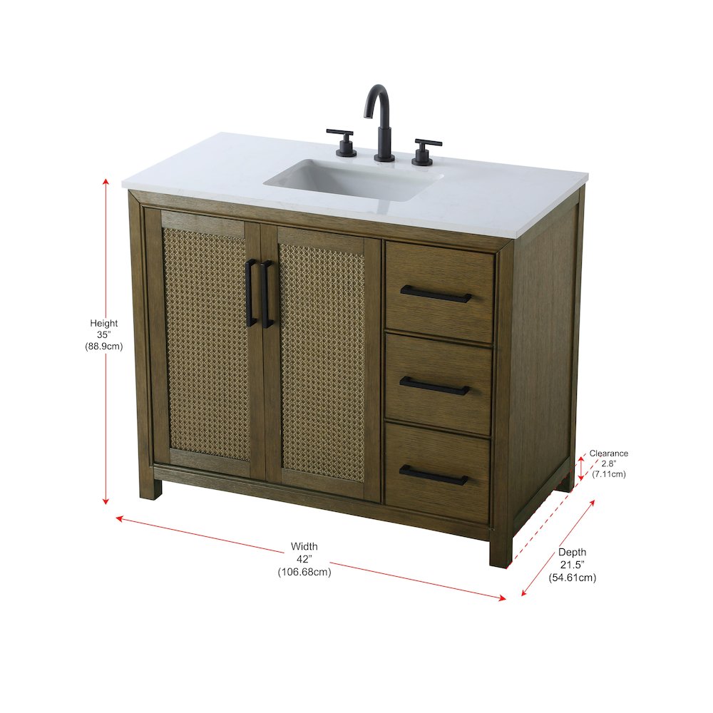42 Inch Single Bathroom Vanity In Hazel Oak