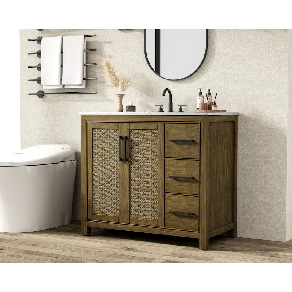 42 Inch Single Bathroom Vanity In Hazel Oak