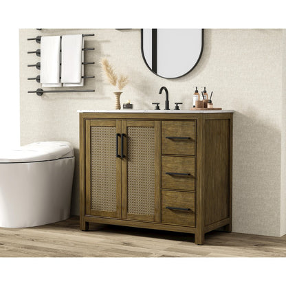 42 Inch Single Bathroom Vanity In Hazel Oak