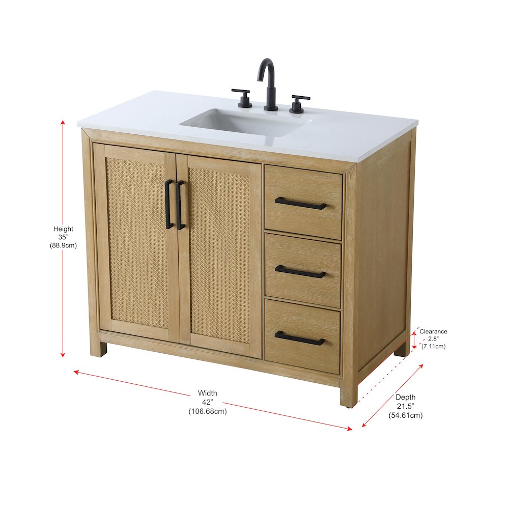 42 Inch Single Bathroom Vanity In Linen Oak