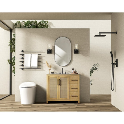42 Inch Single Bathroom Vanity In Linen Oak