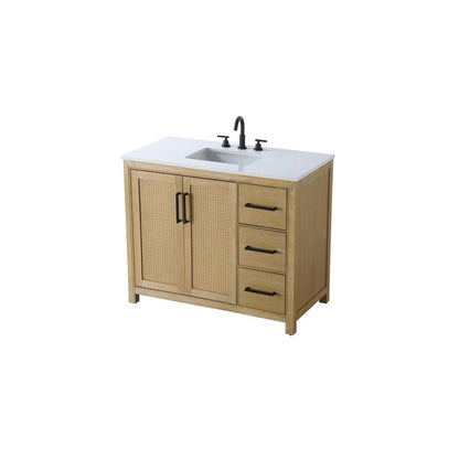42 Inch Single Bathroom Vanity In Linen Oak