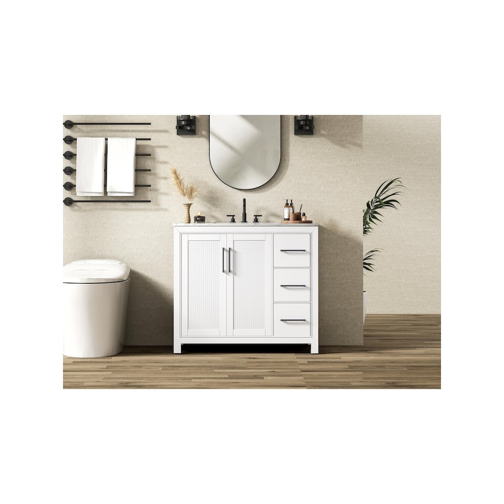 42 Inch Single Bathroom Vanity In White