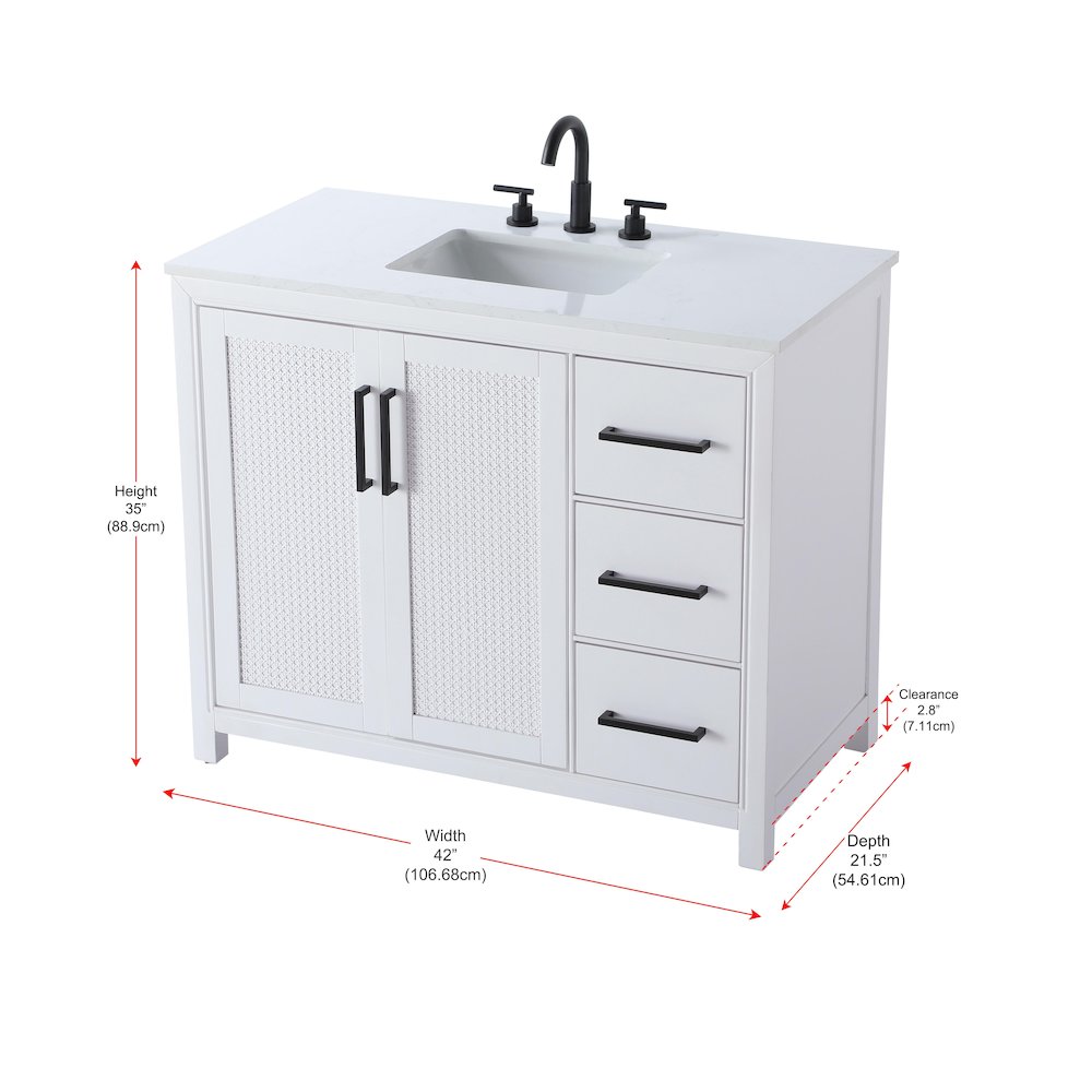 42 Inch Single Bathroom Vanity In White