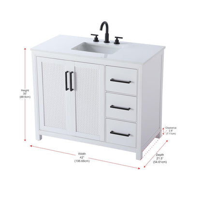 42 Inch Single Bathroom Vanity In White