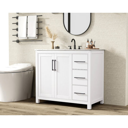 42 Inch Single Bathroom Vanity In White