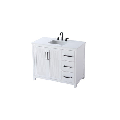 42 Inch Single Bathroom Vanity In White